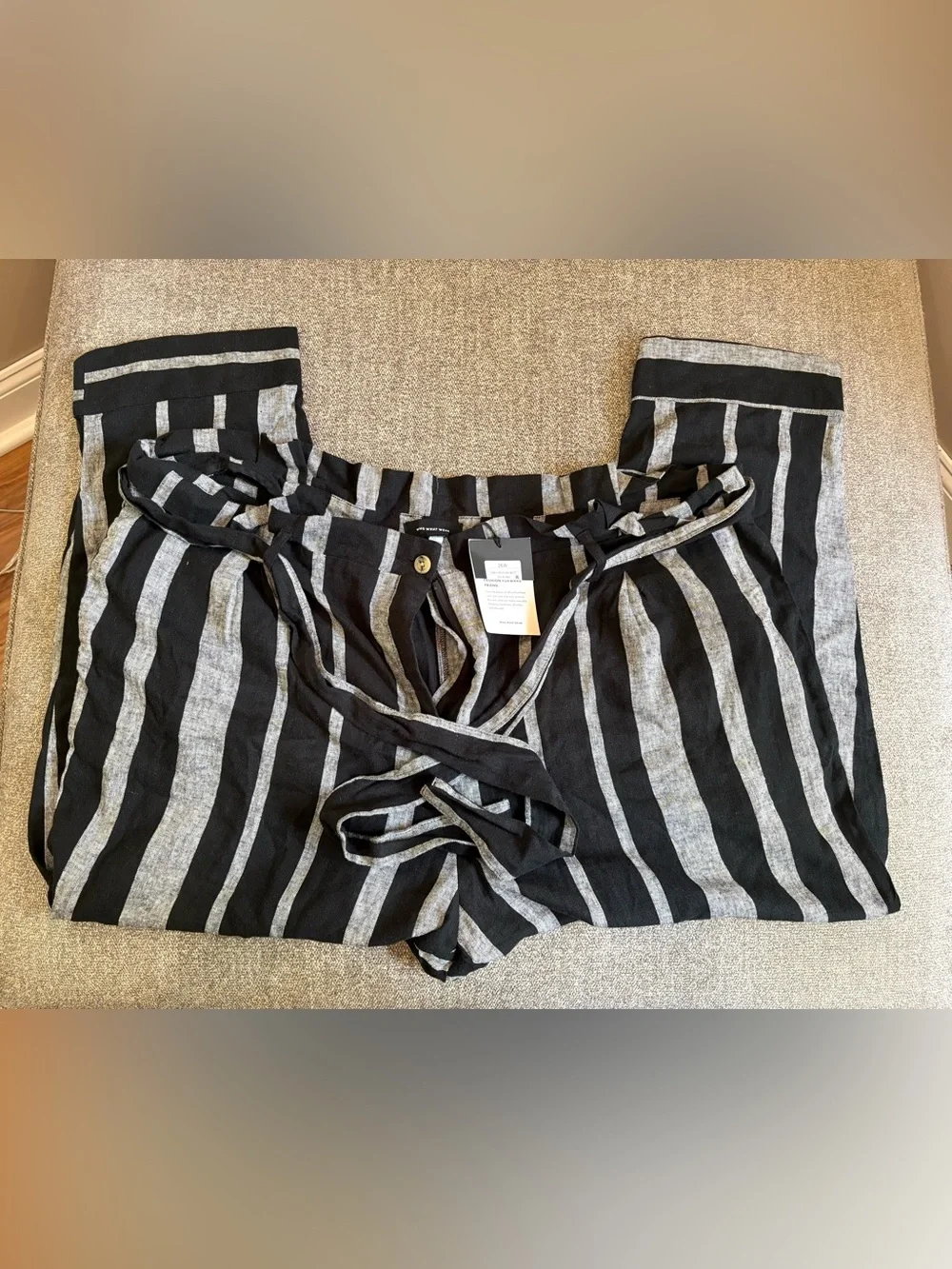 NWT Who What Wear Black and Gray Vertical-Stripe Wide-Leg Jumpsuit - Picture 5 of 6